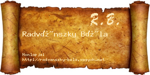 Radvánszky Béla névjegykártya